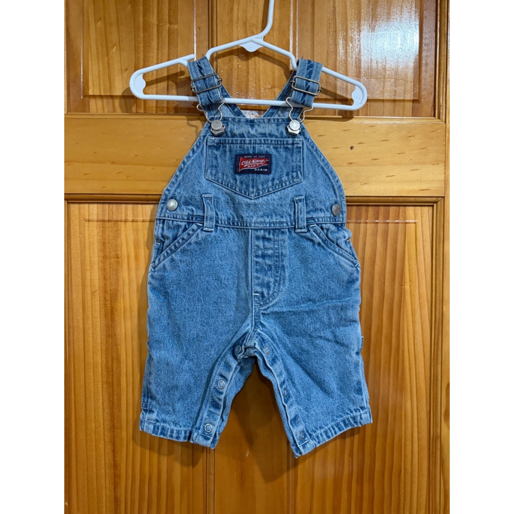 Vintage Old Navy Baby Denim Overalls Shortalls 0 3 Months Blue Jean - Picture 2 of 4